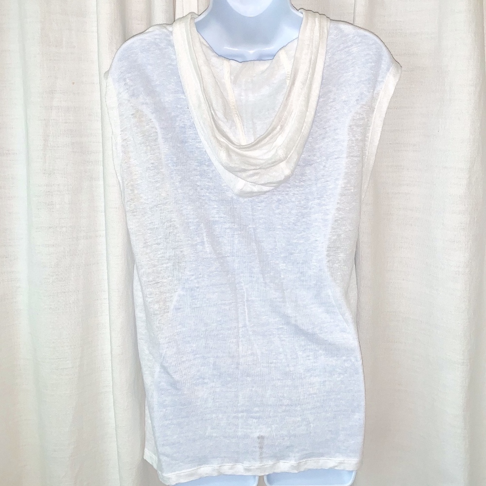 NWOT-Vince Women's Linen Hooded Tee, Optic White! - Picture 5 of 6